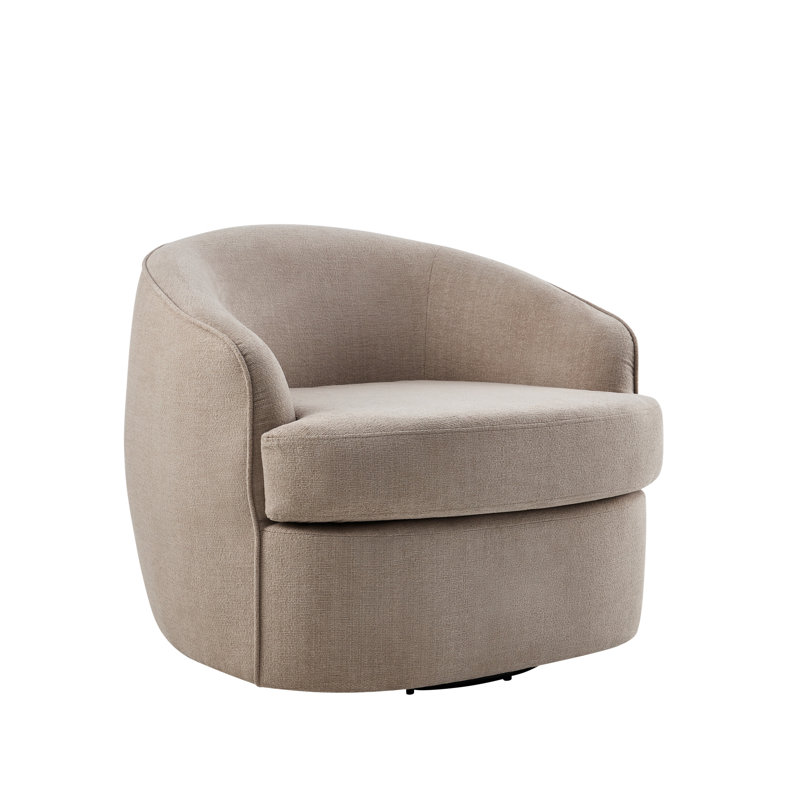 Fauteuil pivotant moderne à 360 degrés en gris - tissu performant pour l'ambiance de la chambre à coucher, rembourrage en mousse, rembourrage dense de l'assise à installation rapide, installation facile