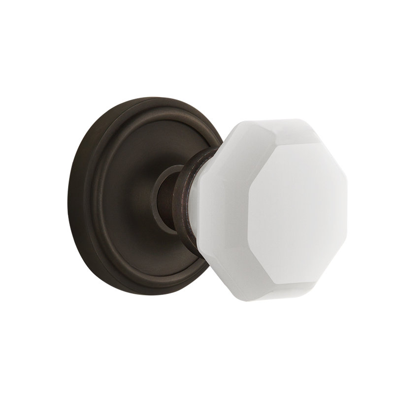 Rosette classique avec bouton de lait blanc Waldorf, Bronze frotté à l'huile, 2 3/4 po