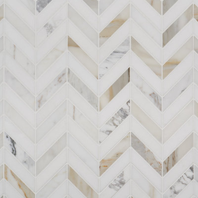 Talon 1x4 Chevron Polished Marble Mosaic Tile