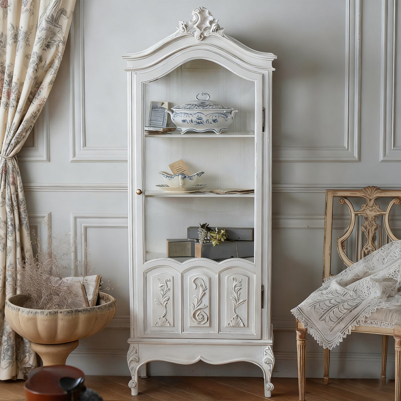 Bois blanc massif + vitrines en verre