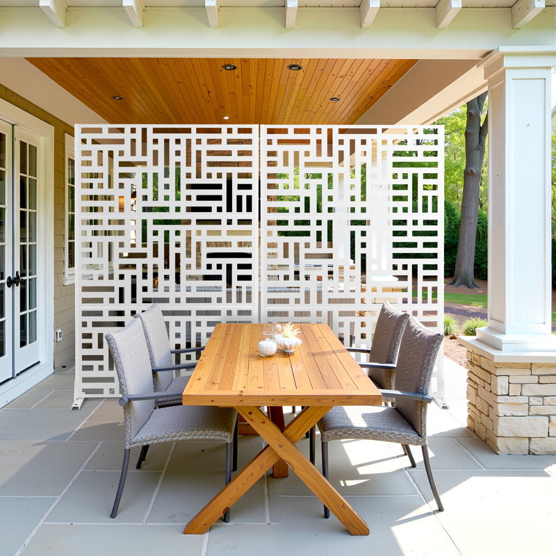 Écran d'intimité 72 po, panneaux d'intimité décoratifs autoportants pour balcon, cour et jardin, Blanc