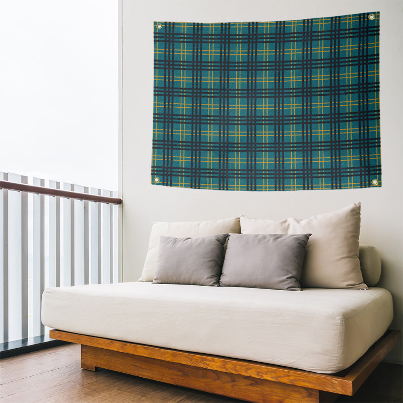 Tapisserie en polyester Jacksonville Luxury, Bleu sarcelle / or / noir, H 50 po x l 59 po