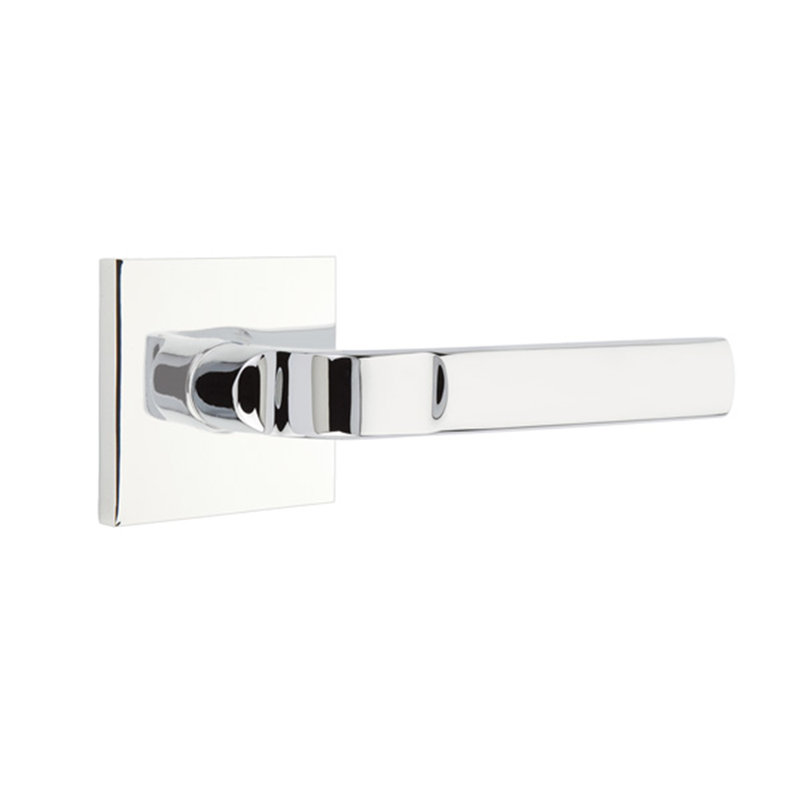 Faux levier de porte double avec rosette Aston, Droite, Chrome brillant
