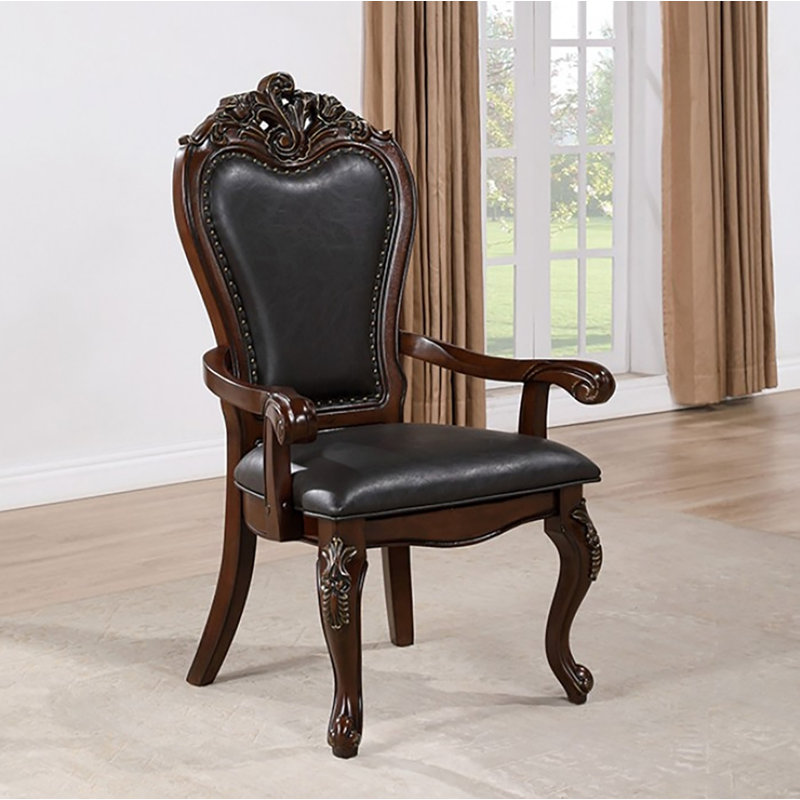 Chaise avec accoudoirs Lohey (ensemble de 2), Noir, Cerise foncée