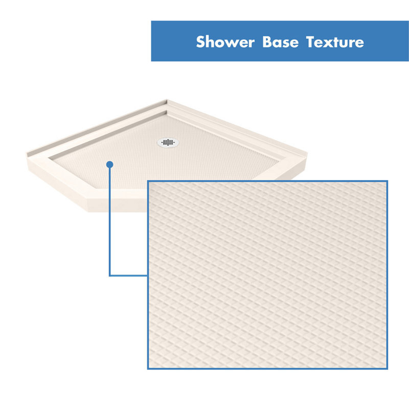 DreamLine SlimLine 40 inch D x 40 inch W x 2 3/4 inch H Corner Drain Neo-Angle Shower Base in Biscuit, Biscuit, 40" W x 40" L