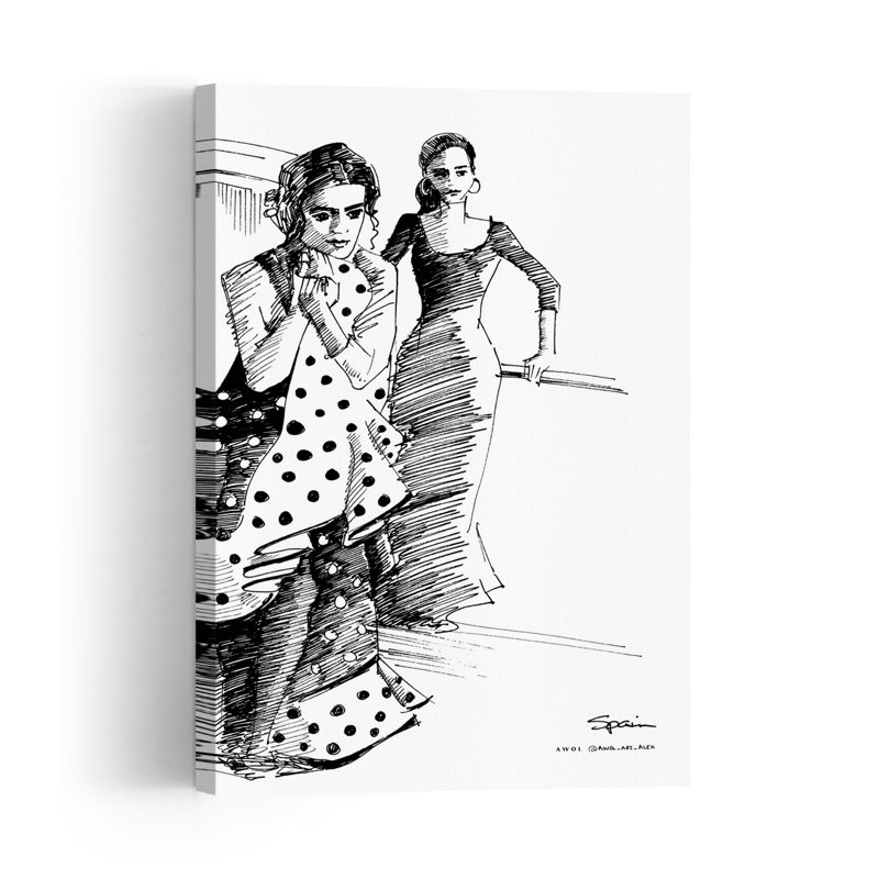 Elegant Flamenco Polka Dots Classic Elegant Traditional Wall Art Print 1 Piece Wrapped Canvas Wall Art, 152.4cm H x 101.6cm W