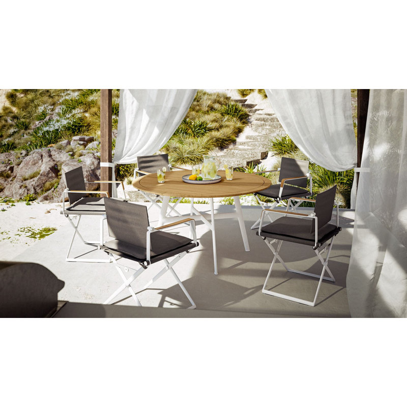 Seax Outdoor Dining Armchair, White, Sail Taupe