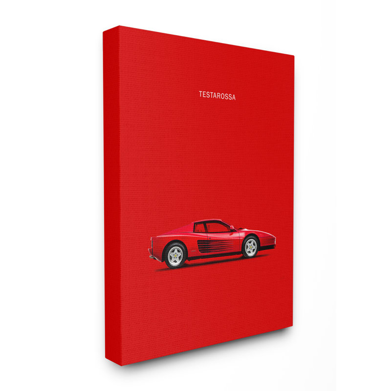 «Minimal Bright Testarossa Car Poster», impression, Toile tendue, H 20 po x l 16 po x P 1,5 po
