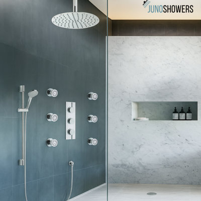 12 Inch Stainless Steel Shower System with Thermostatic Valve and Handheld Spray