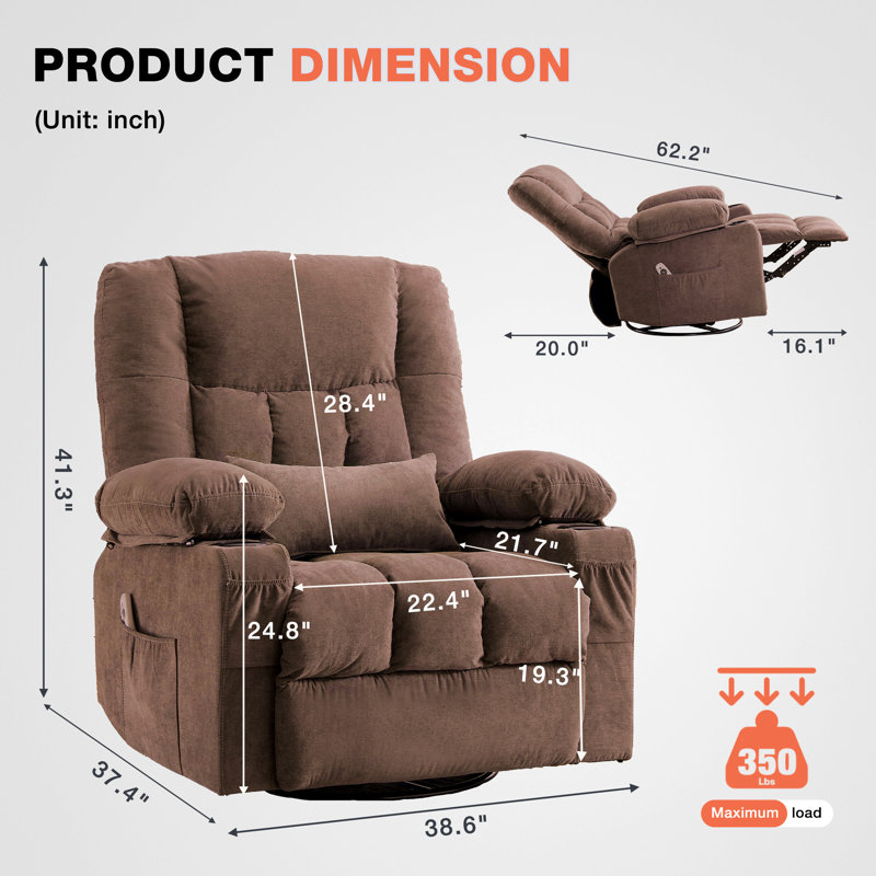 Fauteuil inclinable et pivotant Serenivibe, Brown