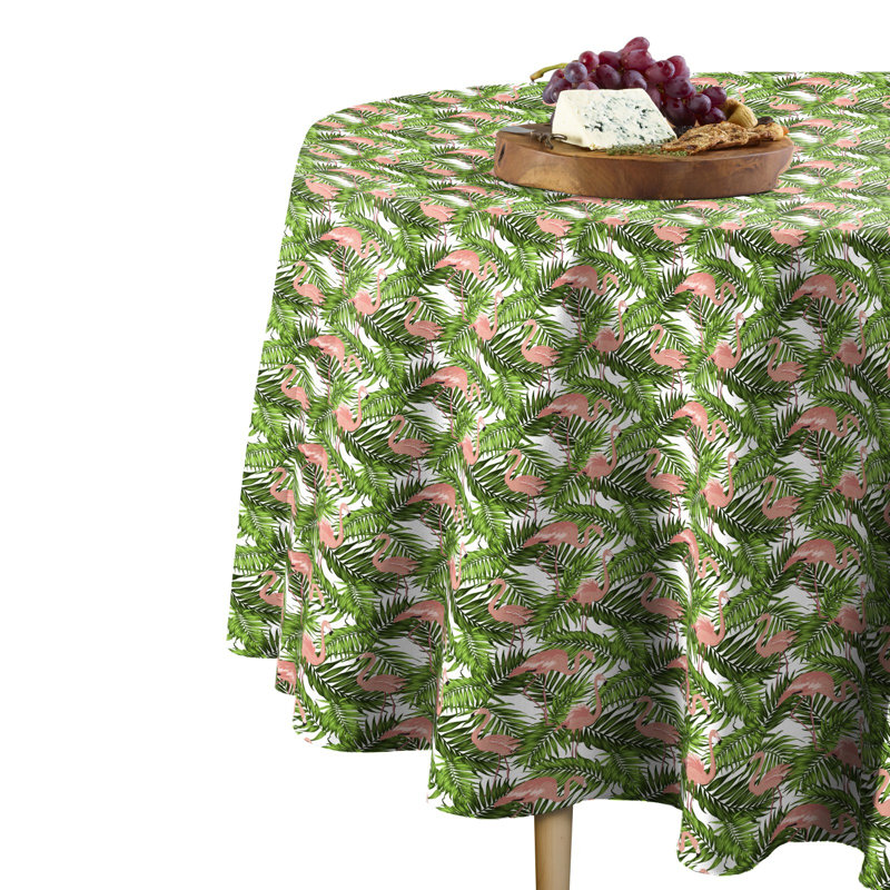 Derlyum Flamingo in Leaves Round Tablecloth, 70" x 70"