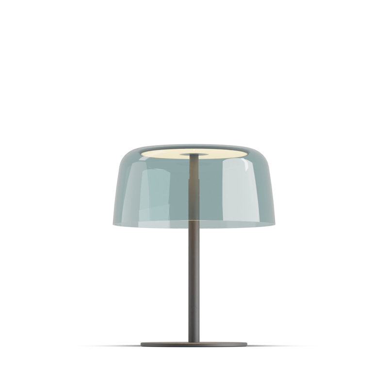 Lampe de table avec abat-jour en acrylique 14 po Yurei, Noir mat, Bleu