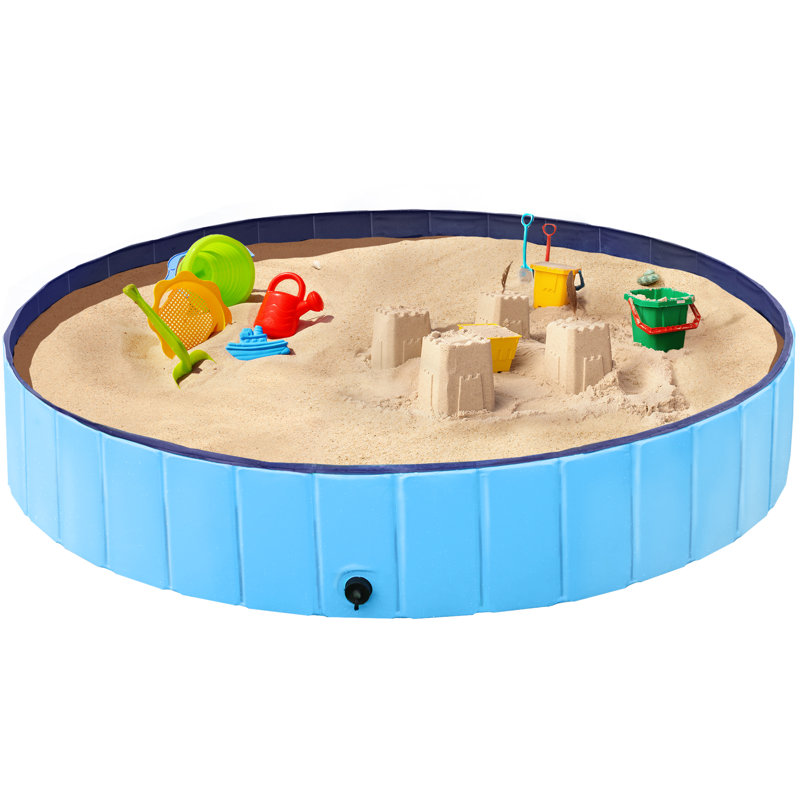 Size Foldable Pet Pool with Repair Patches, Blue, 30cm H x 160cm W x 160cm D