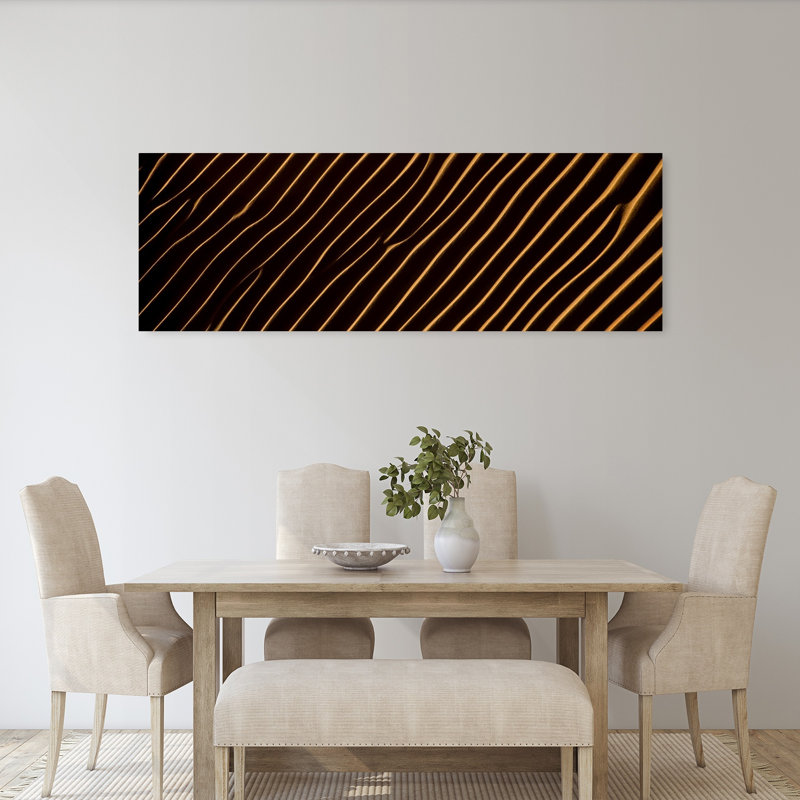 «Golden Sand Ripples», art mural abstrait minimaliste paysage naturel, H 20 po x l 60 po