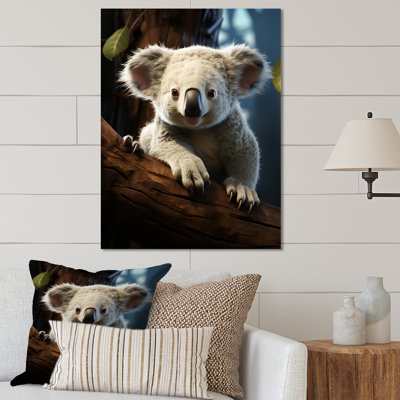 Realistic Koala Eucalyptus Observer 3 - Koala Animal Metal Wall Art