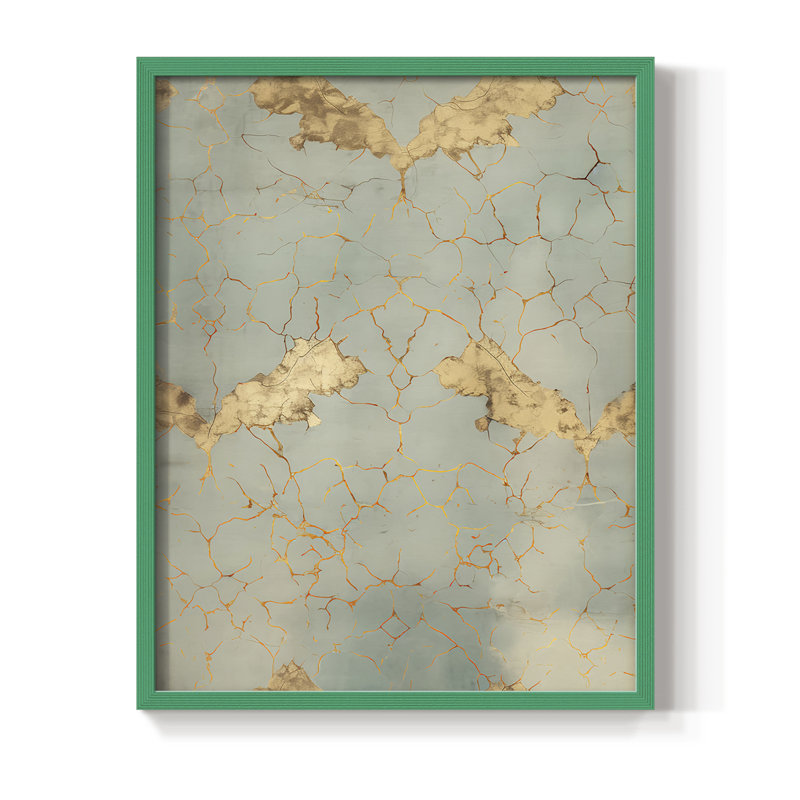 Vintage Abstract Print XIII Framed Print - Solid Wood, 21" H x 17" W, Green