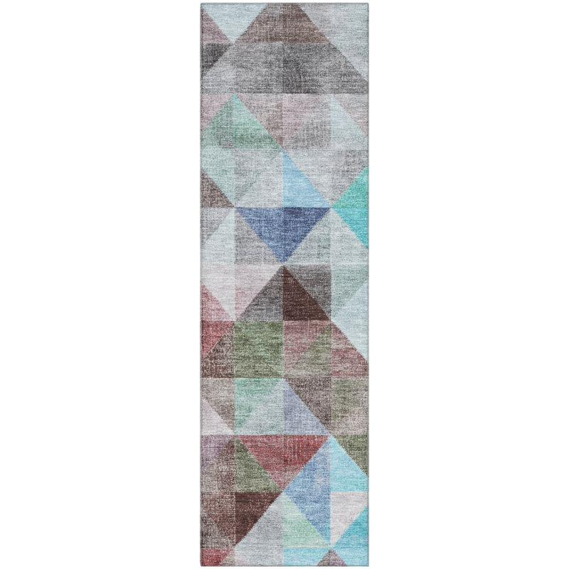 Premium Machine Washable Bissen Geometric Rug, Runner 2'3" x 7'6"