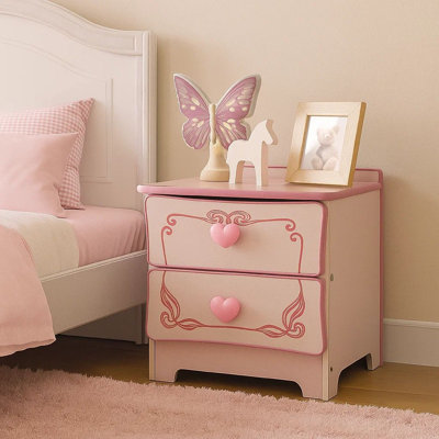 Table de chevet 2 tiroirs Norman en rose