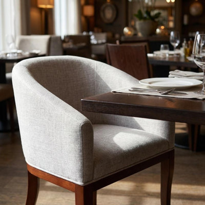 Chaise de salle à manger avec accoudoirs gris et brun