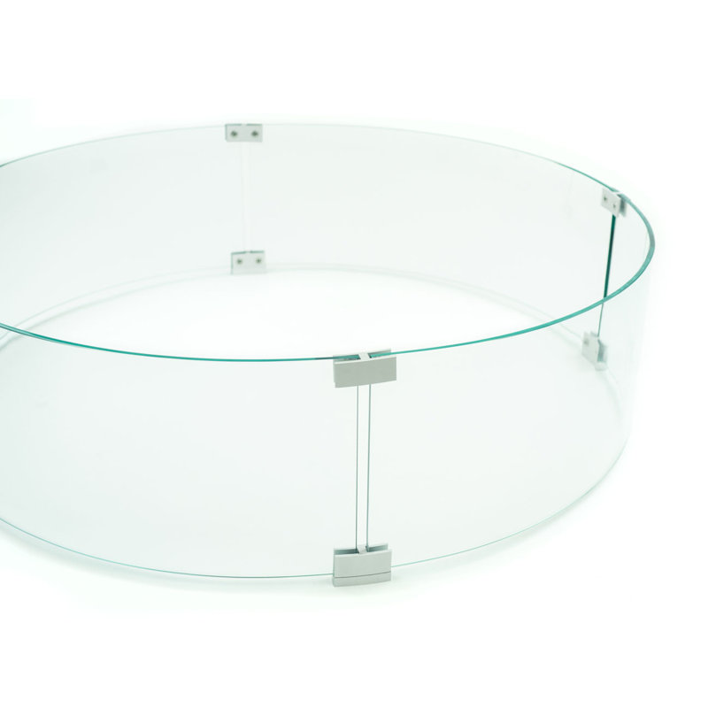 AMS Fire Pit Table Round Glass Wind Guard - Fire Flame Guard, 8" H x 32" W x 32" D