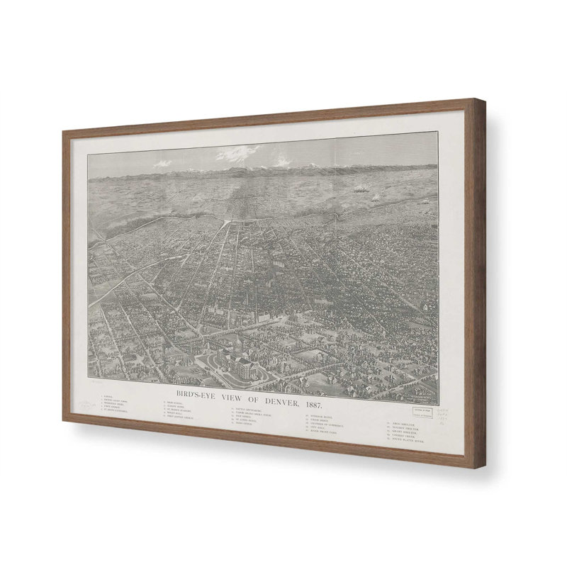 «Denver Bird's Eye View» par Deny Designs, reproduction d'art, 18 x 24, Brun, Impression encadrée