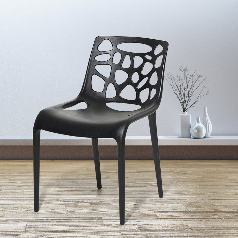 Wigington 44cm H Stacking Side Chair, Black