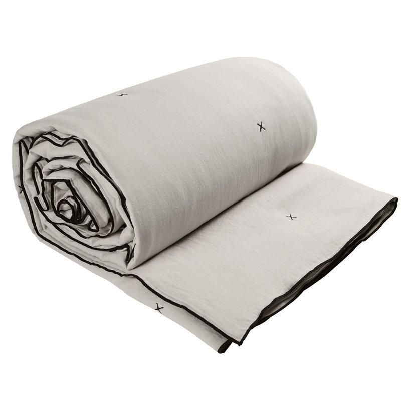 Dziedzic 100% Linen Solid Colour Bedspread, Light Beige
