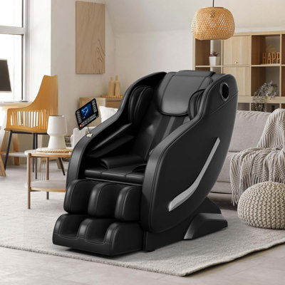 Fauteuil de massage complet, mode zéro gravité, fauteuil de massage des tissus profonds, massage des pieds, 8 rouleaux de massage fixes, écran tactile LCD, chauffe-taille, Bluetooth, convient pour une hauteur de 5,1 à 5,75 pi (noir)