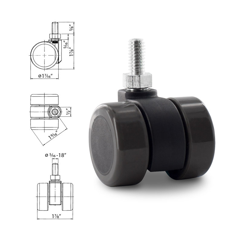1in. Square Double Star Caster Inserts Without Brakes