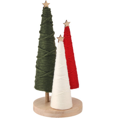 16" Yarn Tree Grove On Wood Base