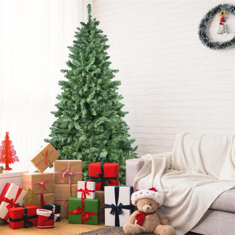 Arbre de Noël de 7 pi avec 400 lumières DEL RVB contrôlées par le WiFi, 38 fonctions d'éclairage, synchro de musique et structure à charnières pour un assemblage facile