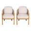 Chaise de salle à manger d'extérieur avec accoudoirs, finition teck et coussin beige (ensemble de 2)