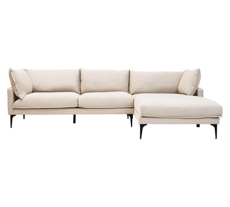 4 Seater Linen Sofa & Chaise, Cream