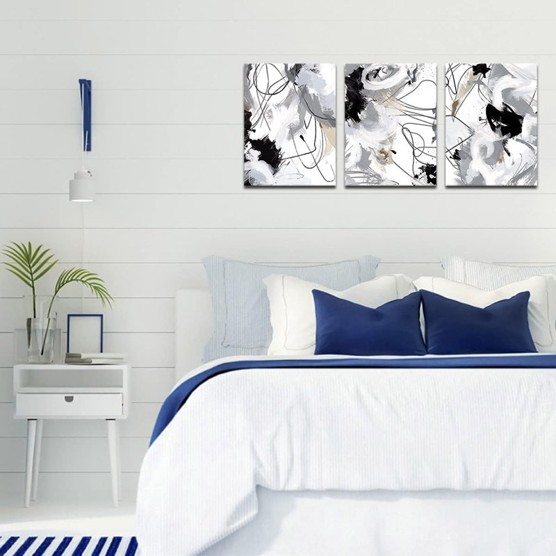 Abstract Canvas Wall Art For Bedroom Bathroom Living Room Wall Deco Grey Modern Abstract Canvas Pictures Abstract Prints Artwork Home Office Wall Decoration 3 Pieces