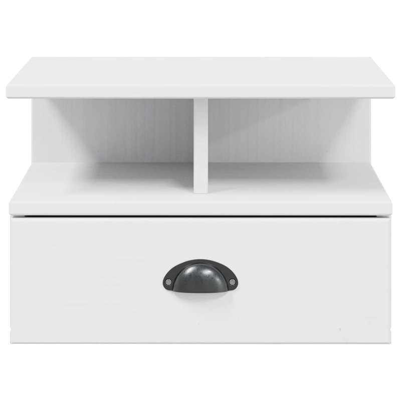 40cm W Solid Wood Bedside Table, White