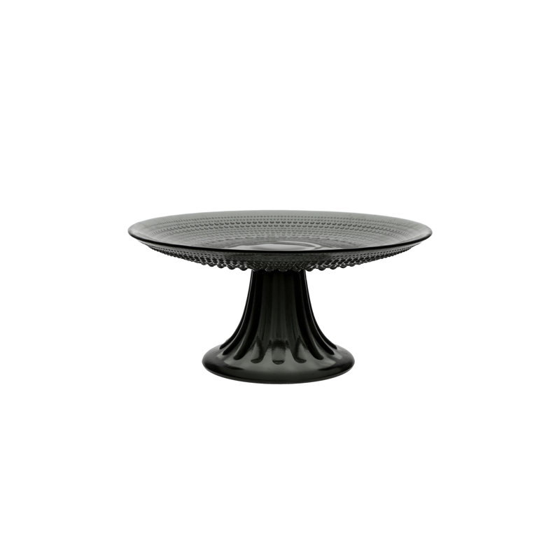 Storm Gray Glass Round Pedestal Cake Stand
