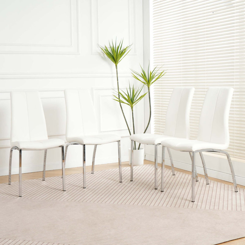 Chaise rembourrée Modern, Argent argent, Blanc