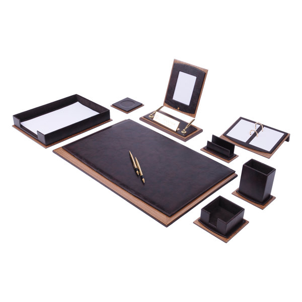 Ebern Designs Brytanie Faux Leather Desk Organizer Set | Wayfair