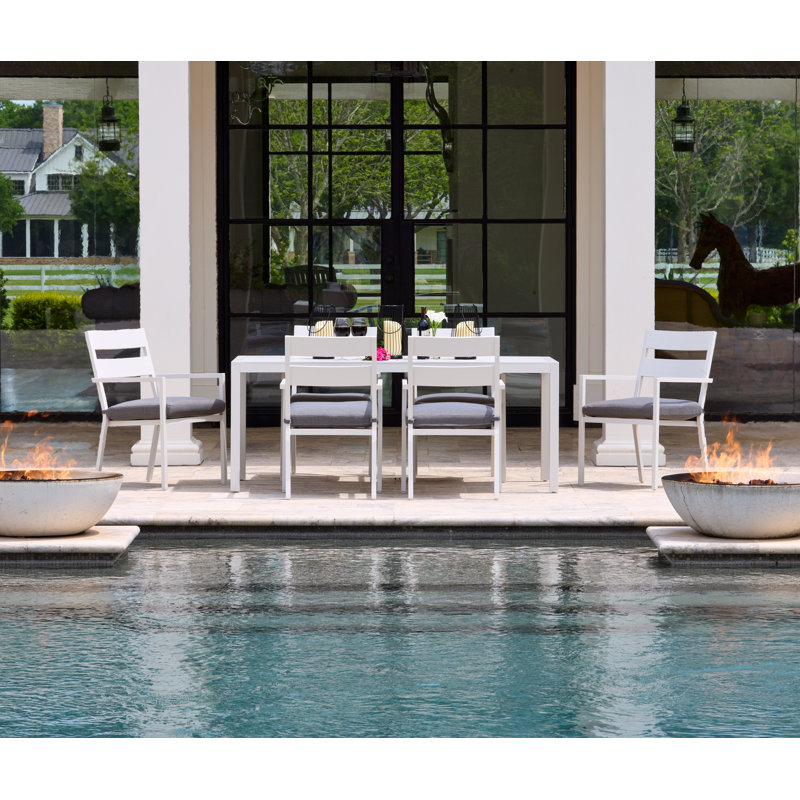 Zella 72.05'' Rectangular 6 - Person Outdoor Dining Set with Cushions, White
