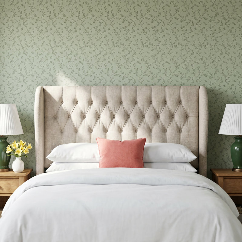 Tomey Upholstered Headboard, Twin, White Performance Twill