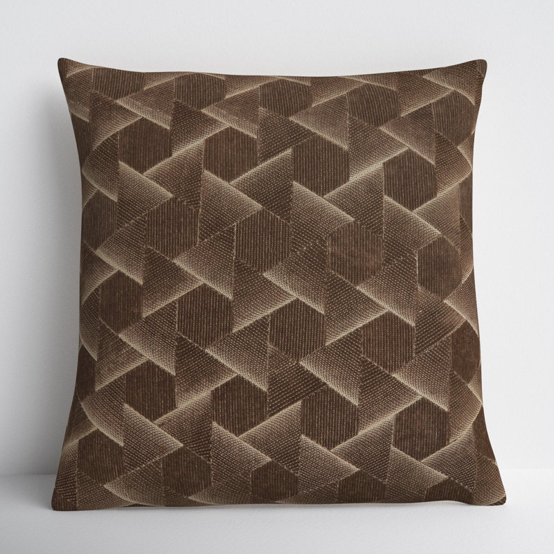 Gretchen Geometric Cotton Throw Pillow, Down, Dark Taupe