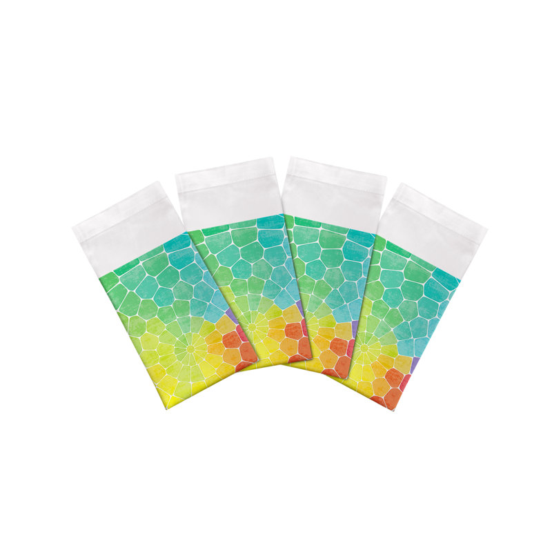 Serviettes de table en satin de coton Mosaic, Jaune / multicolore