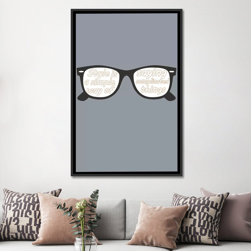 « style verres », impression sur toile, Toile avec cadre noir, H 8 po x l 26 po x P 18 po, Pas de tapis