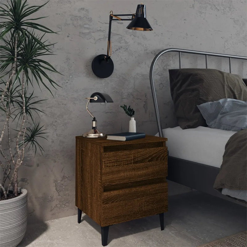 Smethwick Bed Cabinets 2 pcs 40x35x50 cm Engineered Wood, Black, 1