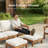 5 PCS HIPS All-Weather Patio Furniture Set with Ottoman & 3.9'' Detachable Cushions, Heavy Duty & Ergonomic Design Outdoor Sofa Set for Patio, Yard, Garden-980675855-980675890