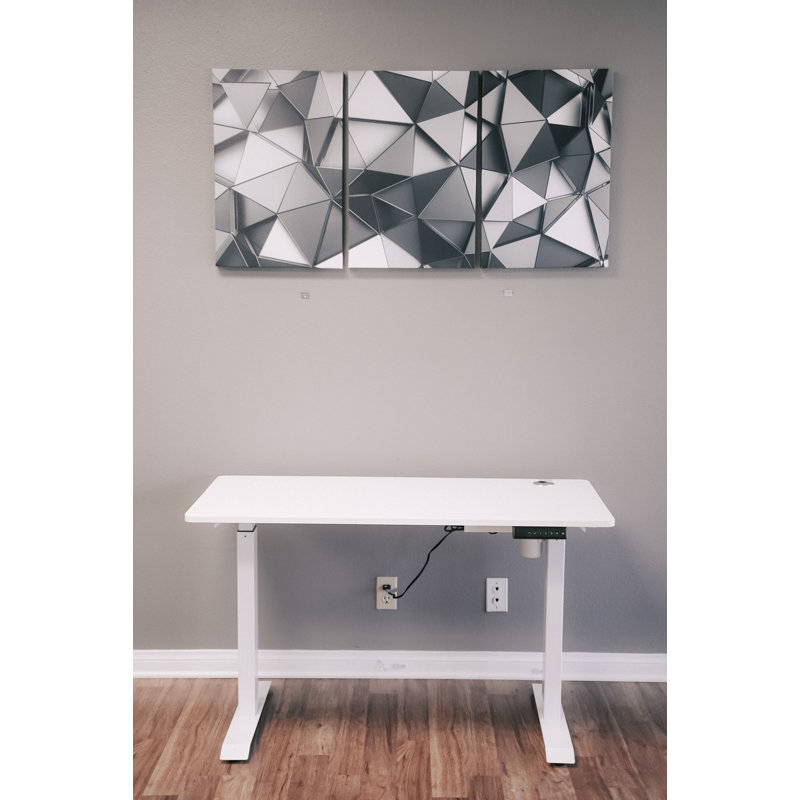 Bureau debout à hauteur ajustable Acalia, Beige / Blanc