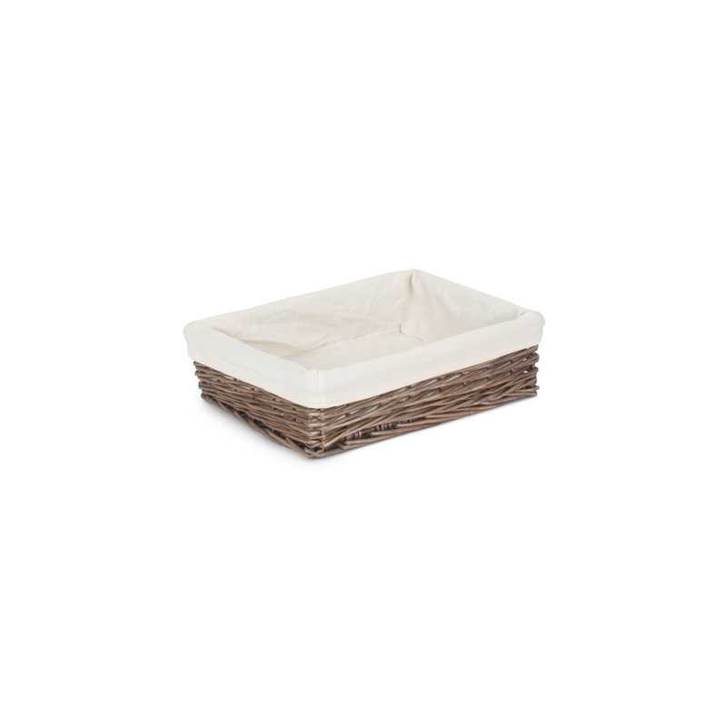 Wicker Storage Tray Basket with Lining, 30cm W x 39cm D