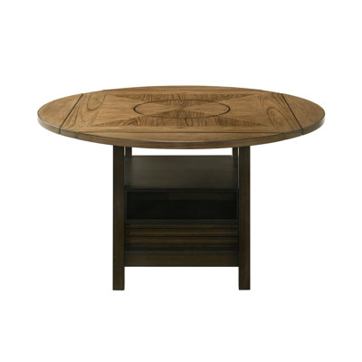 Kimberly Counter Height Table W Lazy Susan, 5 Shelves, Black, Baked Brown