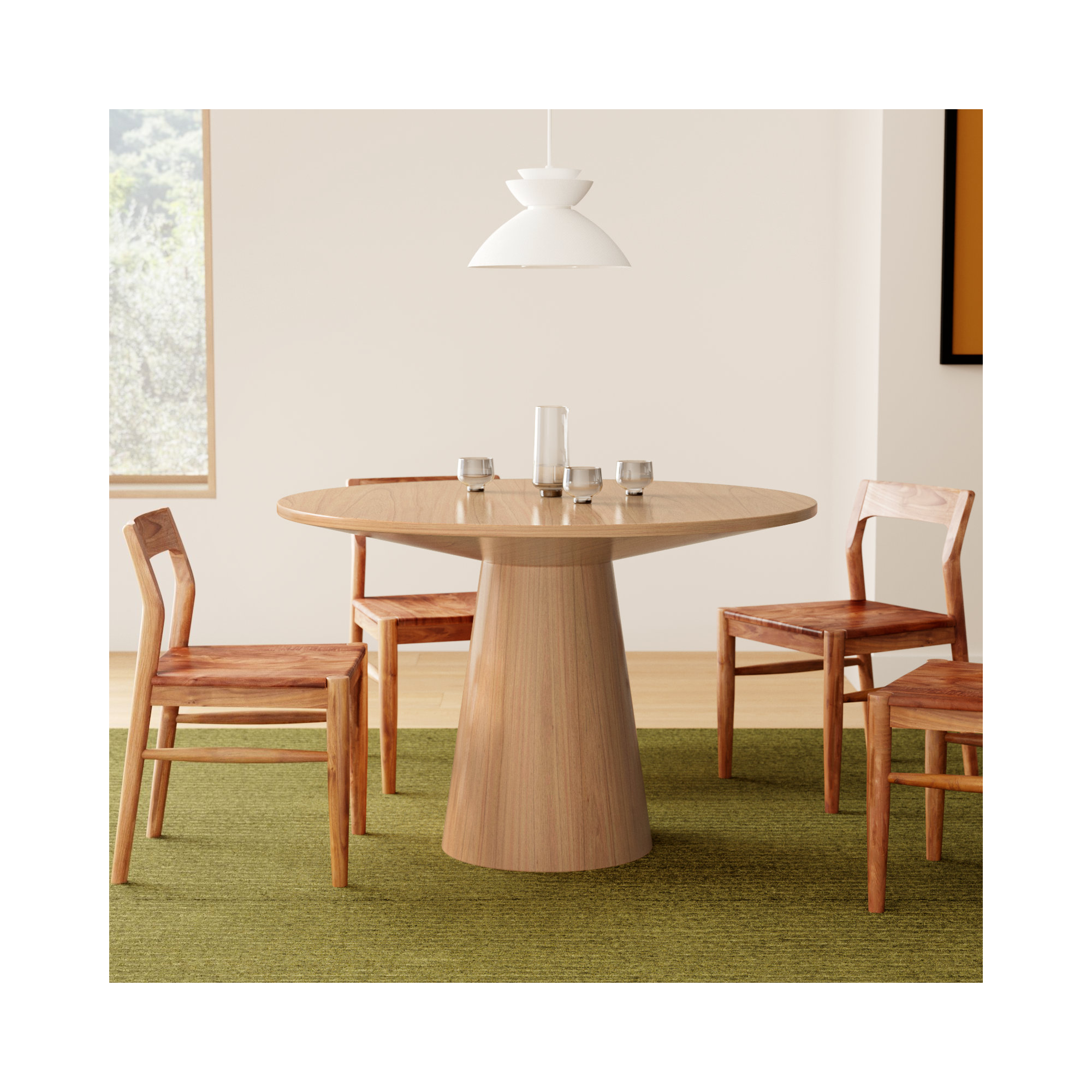 Astraea Pedestal Dining Table, Natural, 31"H x 47"L x 47"W
