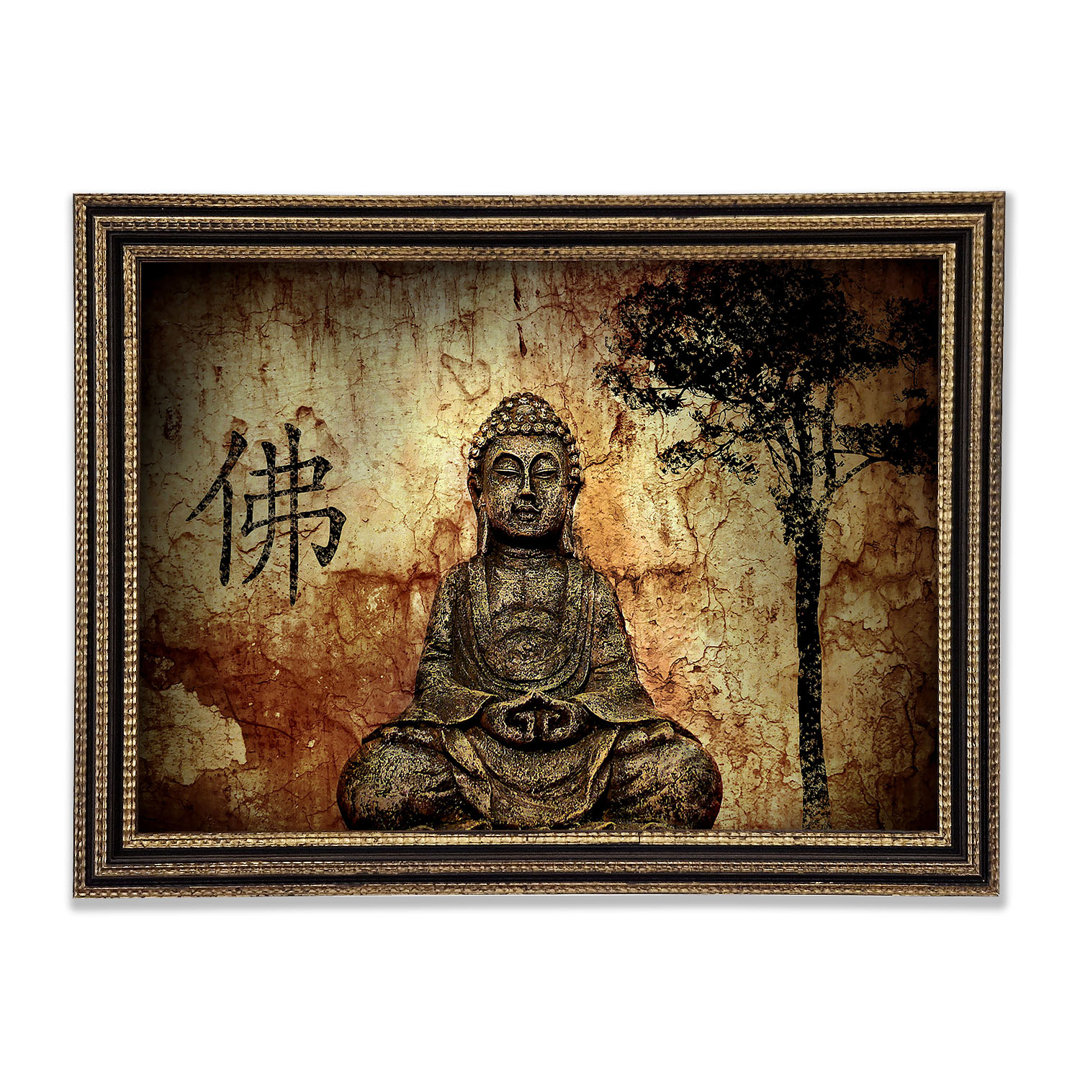 Buddha Retro Baum - Druck